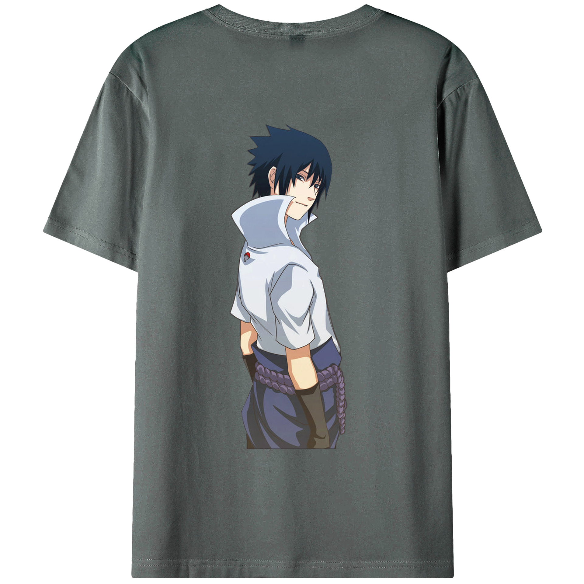 （画像用） NARUTO -ナルト- うちは サスケ Uchiha Sasuke 綿100％ メンズ半袖Tシャツ（バックプリント） 通気性